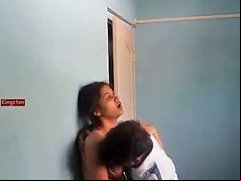 My Teeny Indian Babe Jerks Off My Dick Near The Wall
